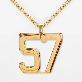 57 Number Pendant with Chain Kids Necklace - Gold Plated Stainless Steel