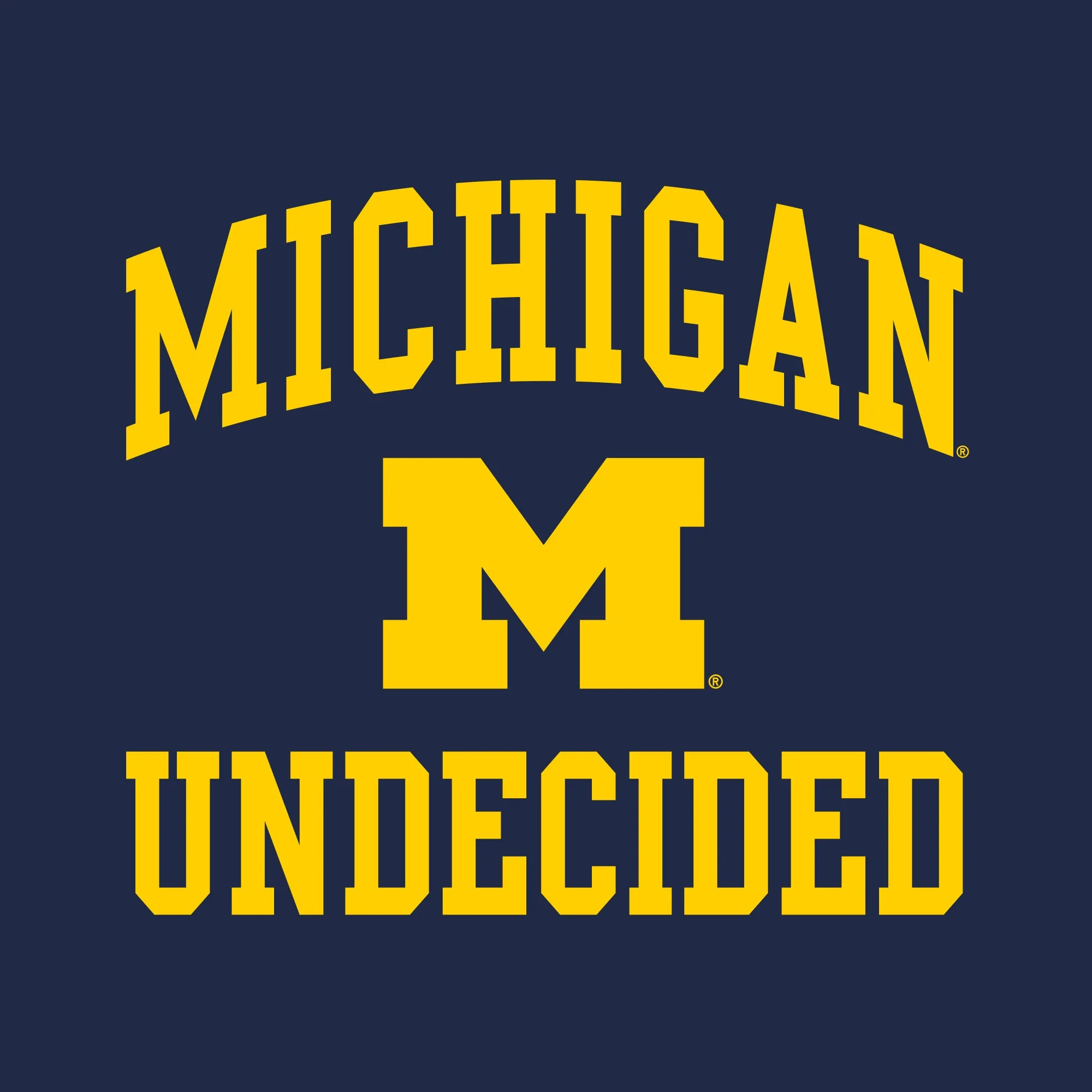 Arch Logo Undecided University of Michigan Basic Cotton Short Sleeve T-Shirt - Navy