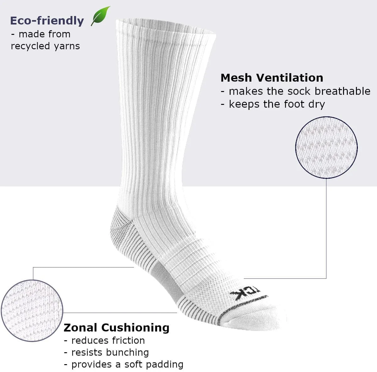 Athletic Crew Socks 3-pack - Made with Recycled Yarns