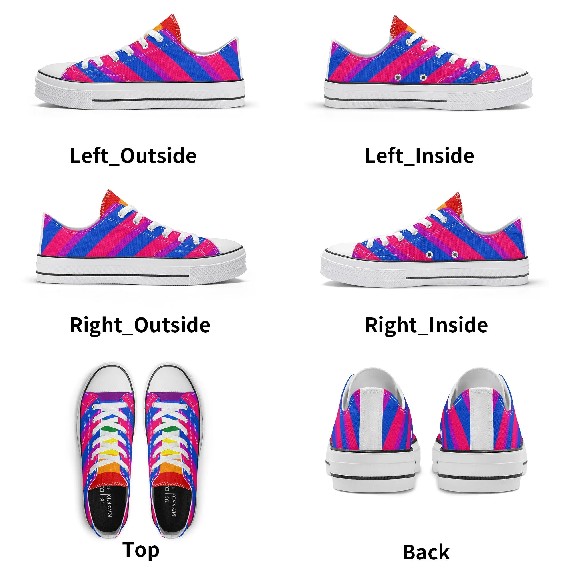 Bisexual Pride Collection - Mens Classic Low Top Canvas Shoes for the LGBTQIA  community