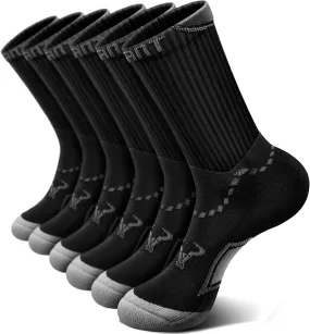 BULLIANT Men Running Socks, Athletic Crew Socks Compression Breathable for Men Sports Hiking Cushioned Footbed Arch Support