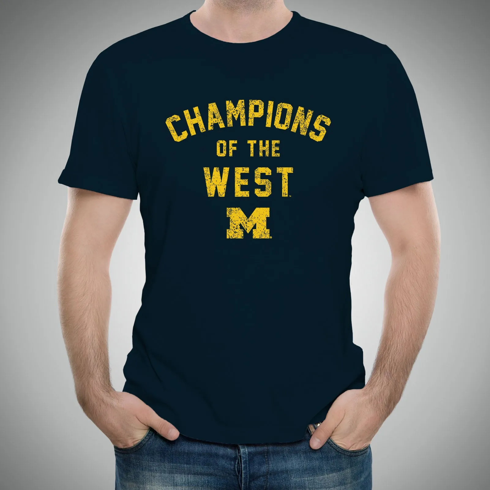 Champions of the West University of Michigan Basic Cotton Short Sleeve T Shirt - Midnight Navy