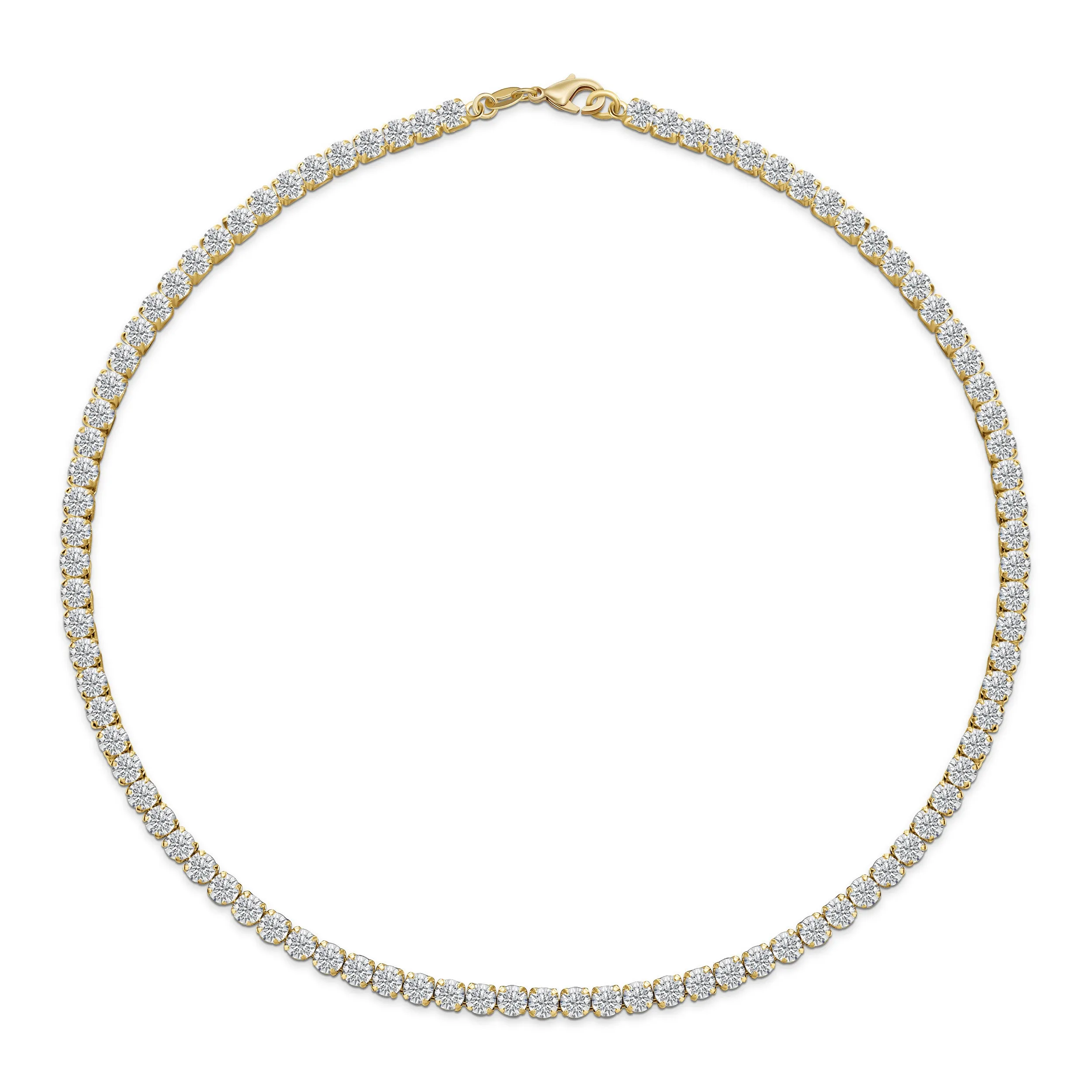 Classic Bridal AAA CZ Prong Set Statement Tennis Necklace Collar Silver Gold