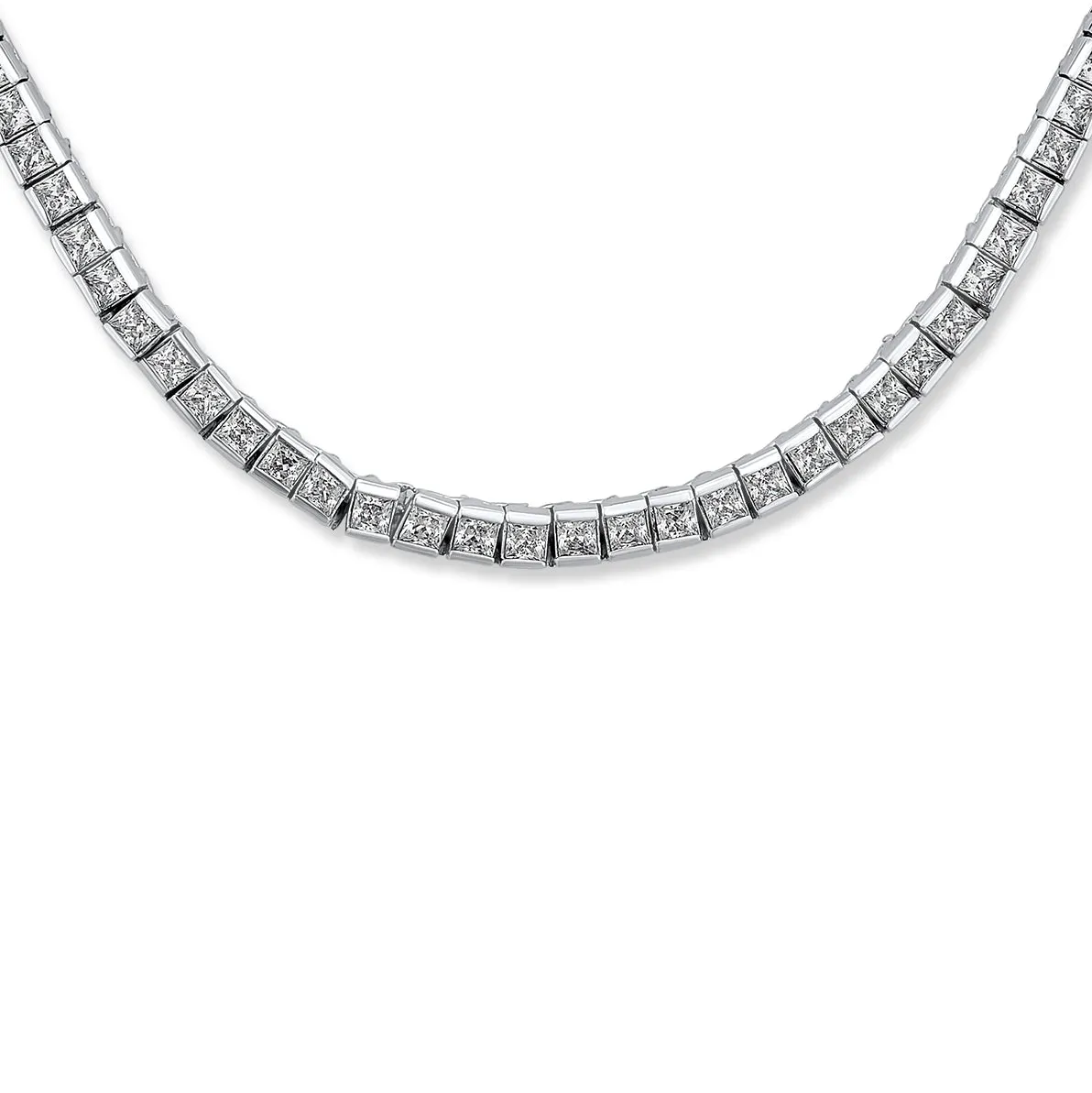 Classic Bridal AAA CZ Prong Set Statement Tennis Necklace Collar Silver Gold