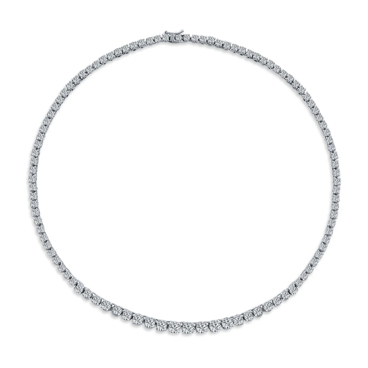 Classic Bridal AAA CZ Prong Set Statement Tennis Necklace Collar Silver Gold
