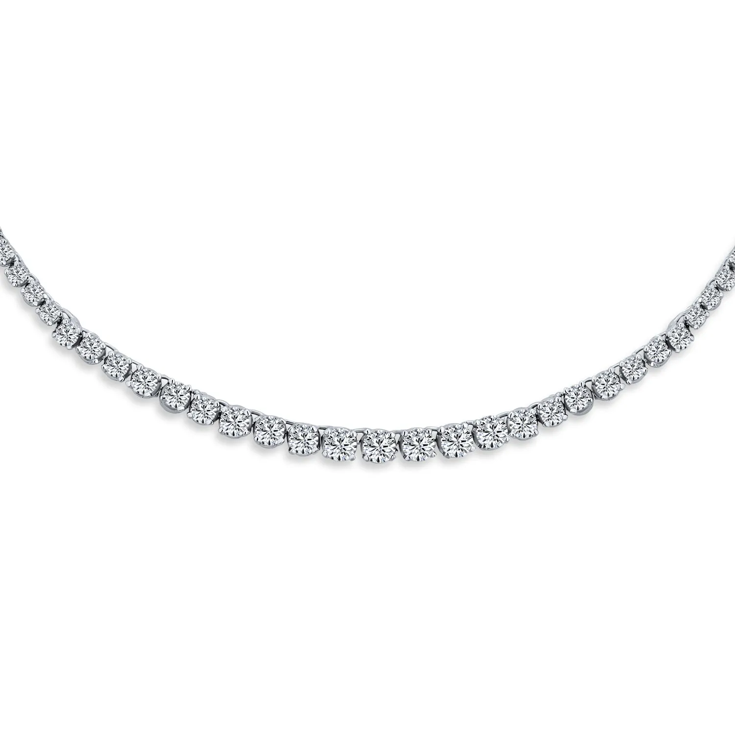 Classic Bridal AAA CZ Prong Set Statement Tennis Necklace Collar Silver Gold