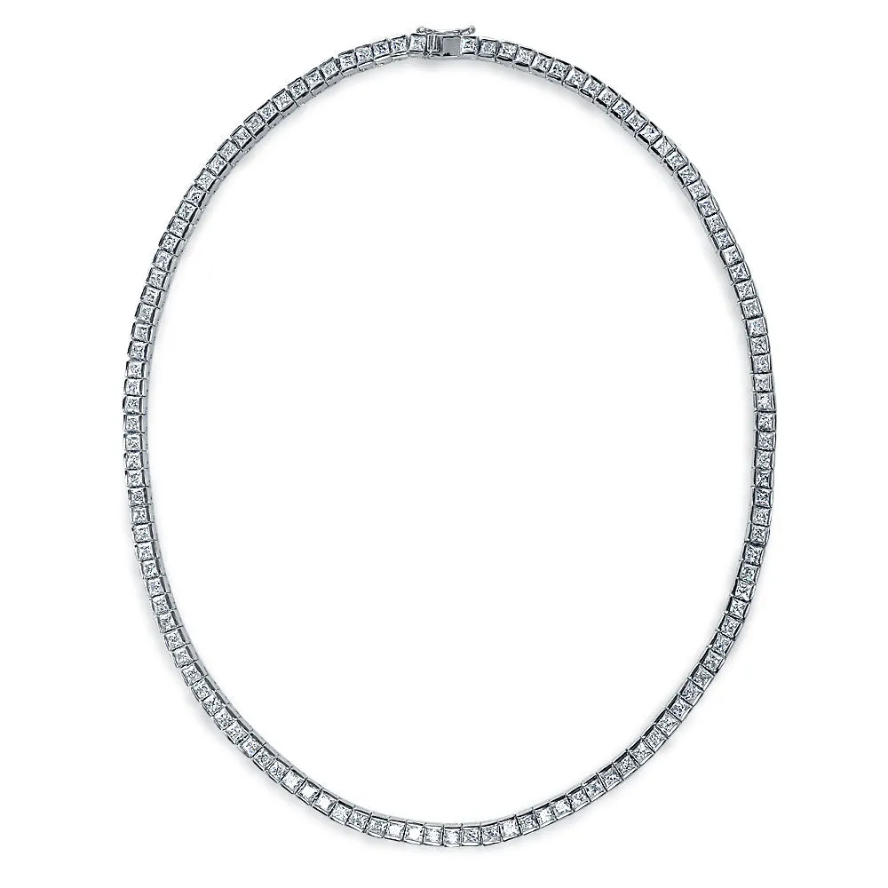 Classic Bridal AAA CZ Prong Set Statement Tennis Necklace Collar Silver Gold