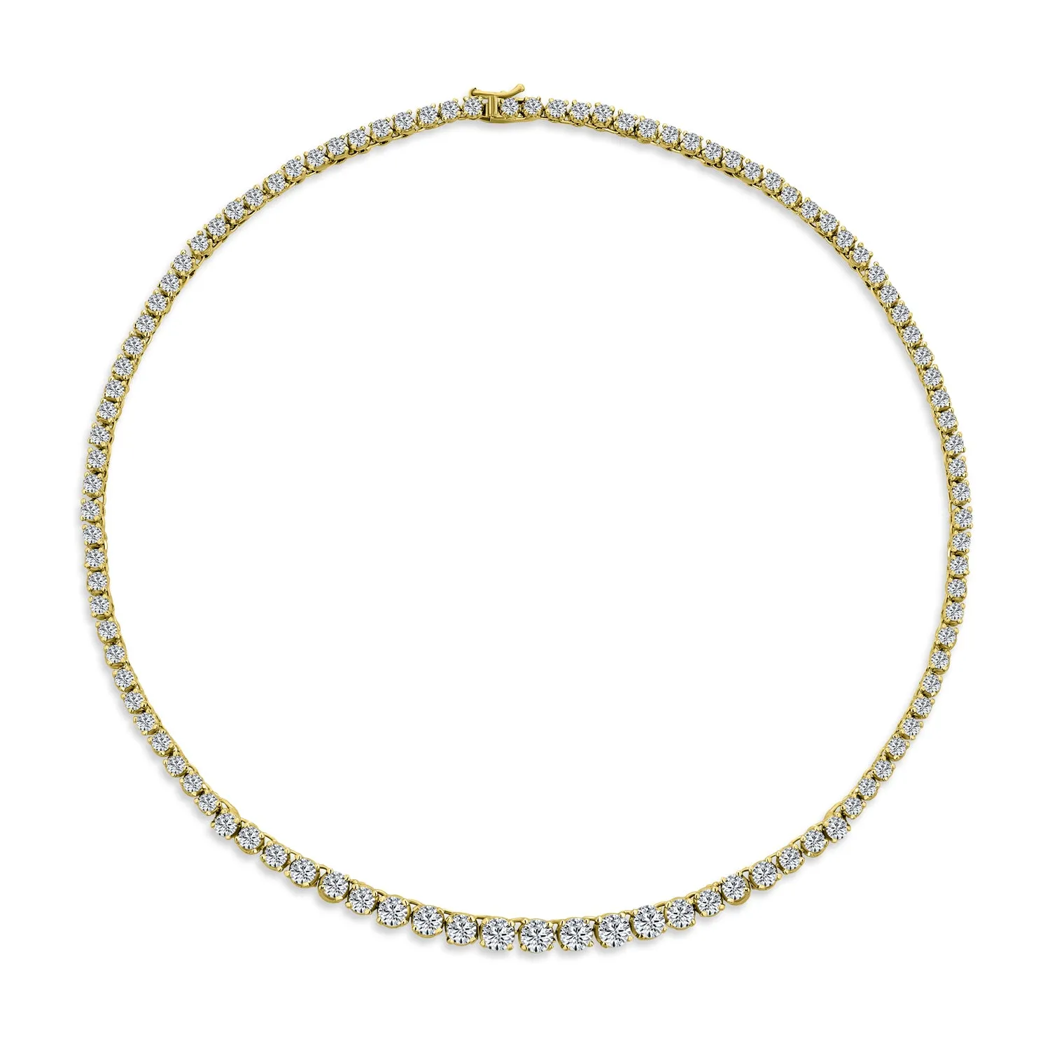 Classic Bridal AAA CZ Prong Set Statement Tennis Necklace Collar Silver Gold