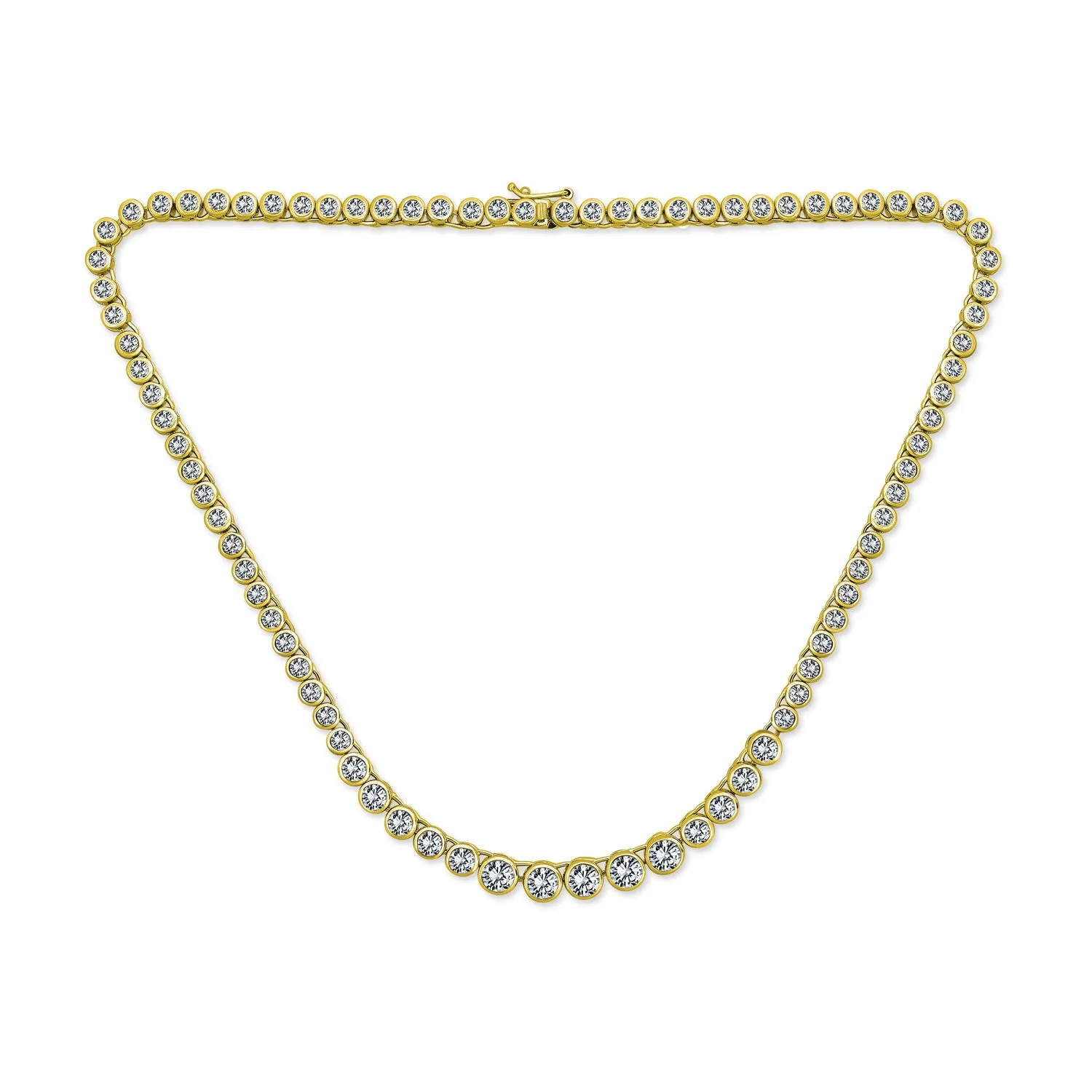 Classic Bridal AAA CZ Prong Set Statement Tennis Necklace Collar Silver Gold