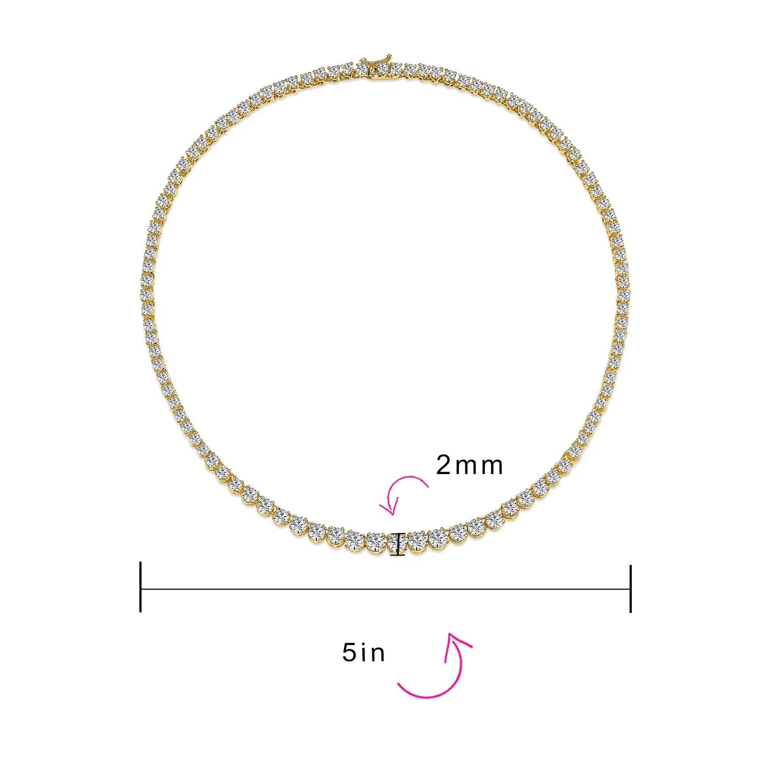 Classic Bridal AAA CZ Prong Set Statement Tennis Necklace Collar Silver Gold