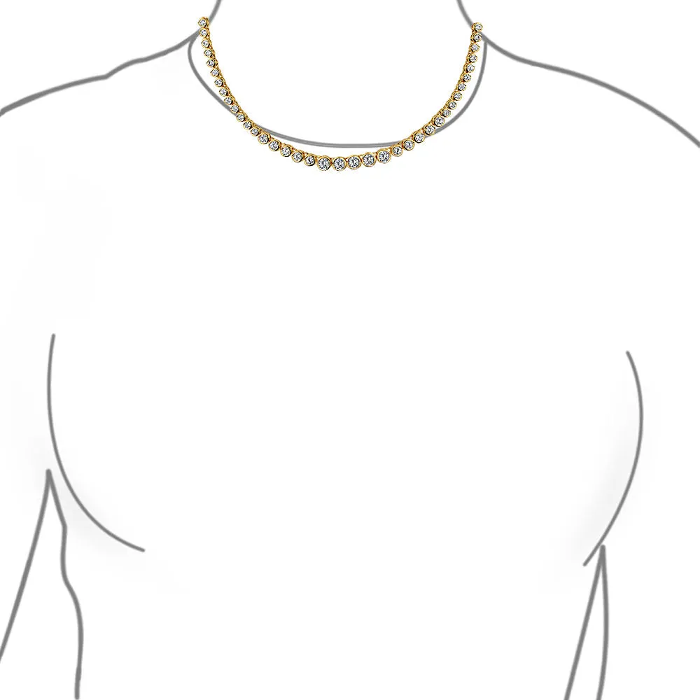 Classic Bridal AAA CZ Prong Set Statement Tennis Necklace Collar Silver Gold