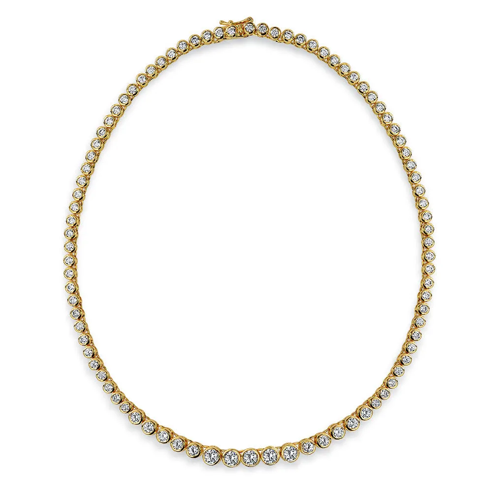 Classic Bridal AAA CZ Prong Set Statement Tennis Necklace Collar Silver Gold
