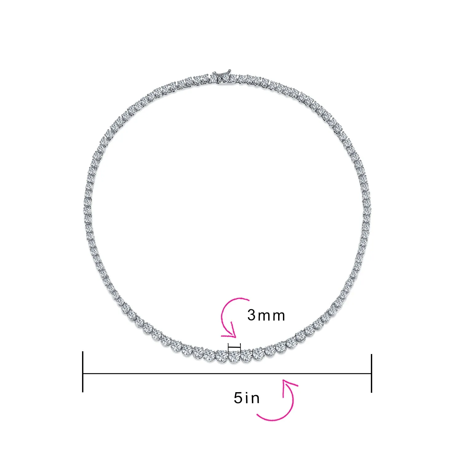 Classic Bridal AAA CZ Prong Set Statement Tennis Necklace Collar Silver Gold