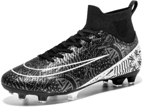 DHOVOR Boys Girls High-Top Soccer Cleats Youth Football Cleats Comfortable Turf Indoor Soccer Shoes for Kids Outdoor/Indoor/Competition/Unisex