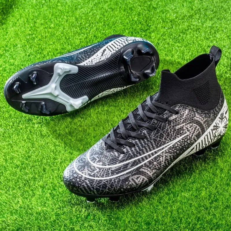 DHOVOR Boys Girls High-Top Soccer Cleats Youth Football Cleats Comfortable Turf Indoor Soccer Shoes for Kids Outdoor/Indoor/Competition/Unisex