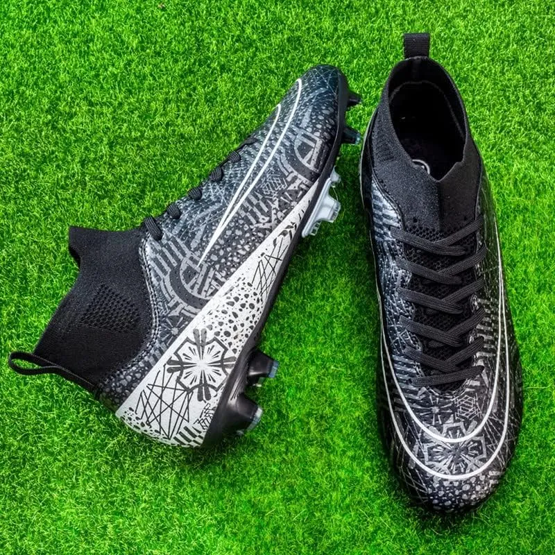 DHOVOR Boys Girls High-Top Soccer Cleats Youth Football Cleats Comfortable Turf Indoor Soccer Shoes for Kids Outdoor/Indoor/Competition/Unisex