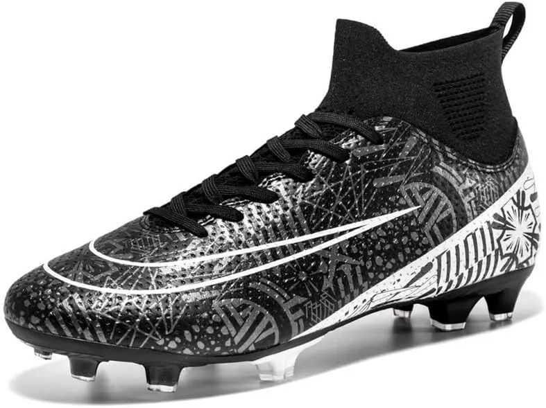 DHOVOR Boys Girls High-Top Soccer Cleats Youth Football Cleats Comfortable Turf Indoor Soccer Shoes for Kids Outdoor/Indoor/Competition/Unisex