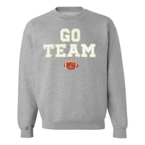 'Go Team Sequin Football' Letter Patch Crewneck Sweatshirt