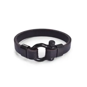 Gunnar Horseshoe Shackle Solid Leather Bracelet