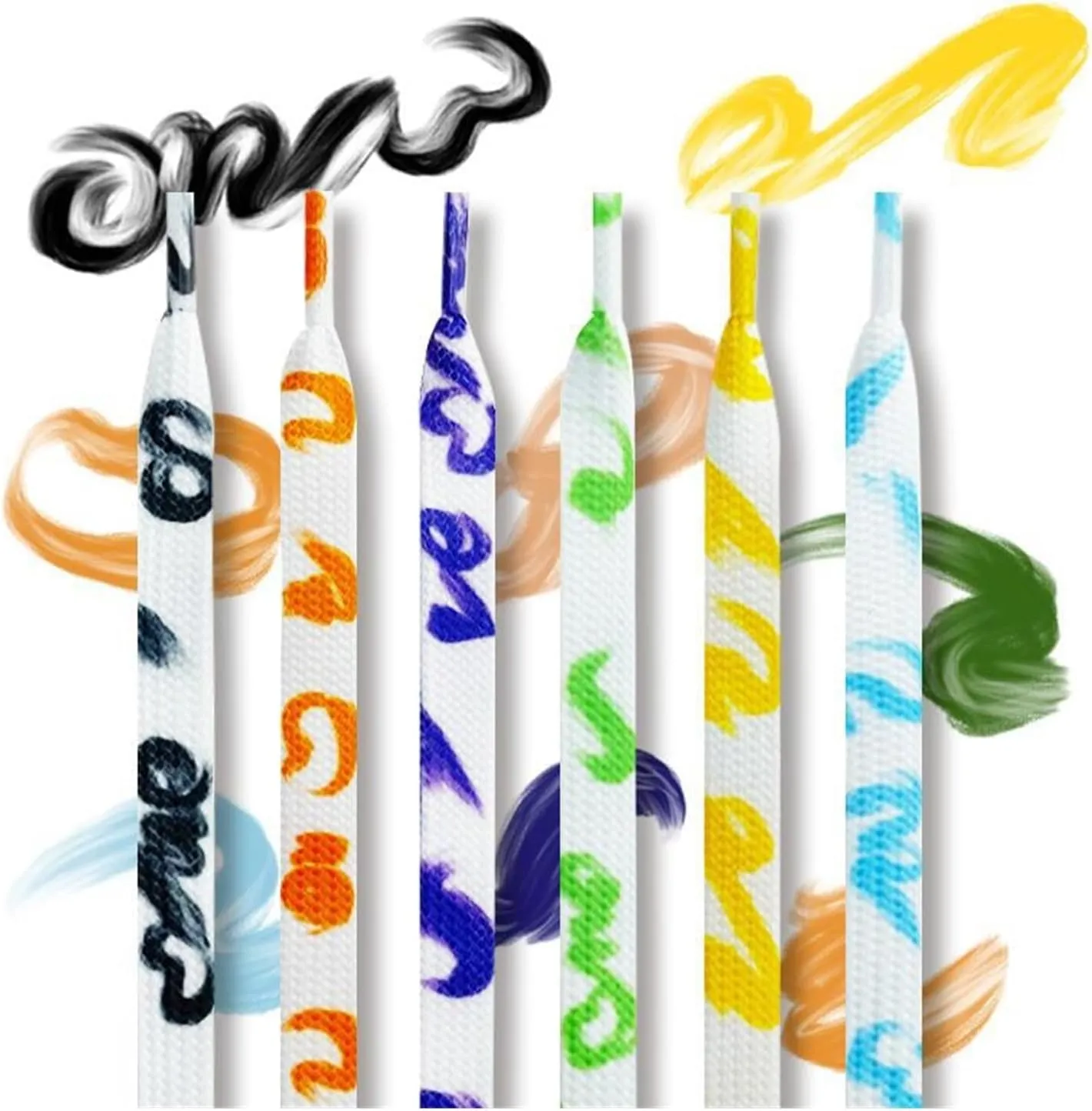 Hand-painted Graffiti Rubber Shoelaces For Fashion Shoe Laces For Sneakers Men Women Sports High-top Canvas Shoestring