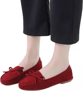 Hbeylia Women'S Slip On Loafers Fashion Casual Soft Suede Anti Slip Slip On Flats Bowknot Low Top Walking Shoes Ballet Flats Dress Work Shoes For Women Ladies Girls Beach Travel Vacation