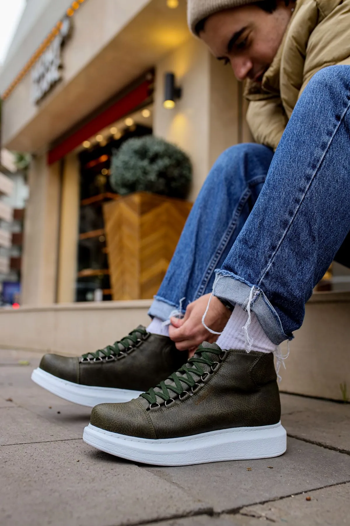 Khaki Mid Top Sneaker CH258