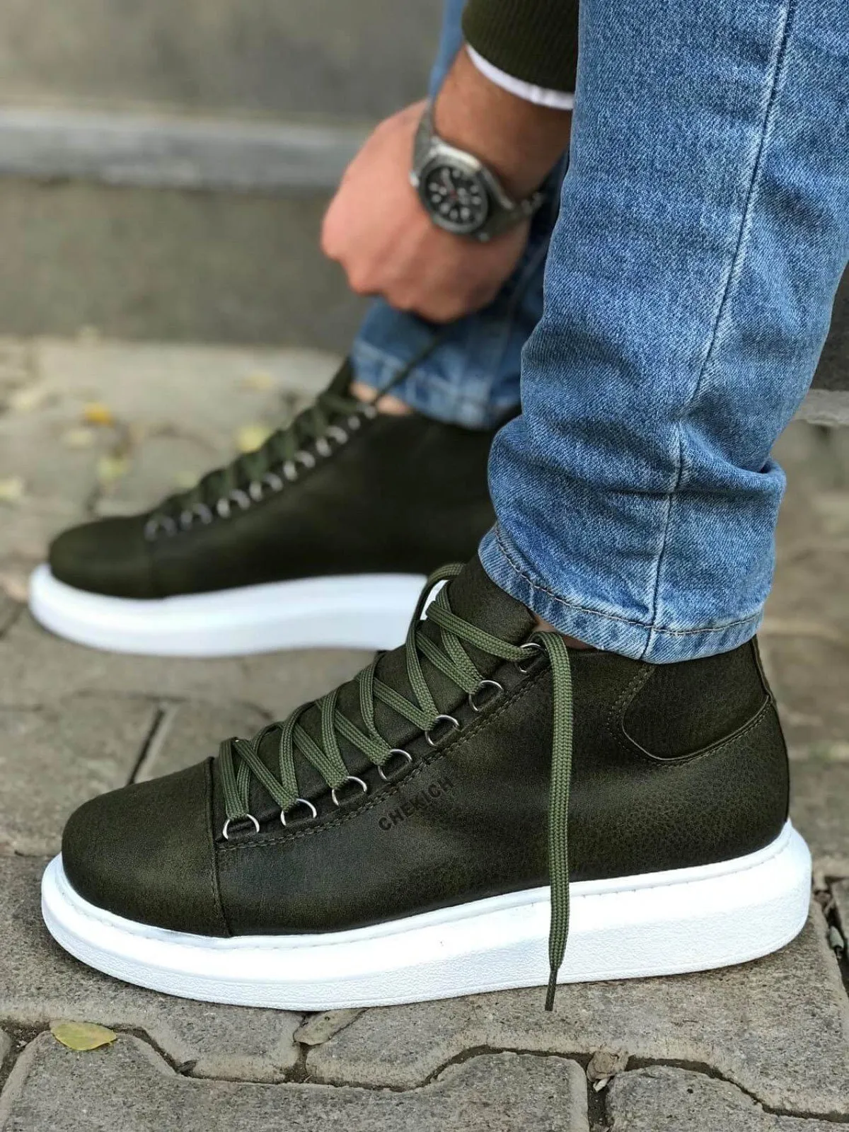 Khaki Mid Top Sneaker CH258