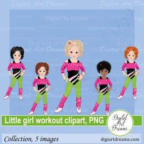 Little Girl Workout Clipart