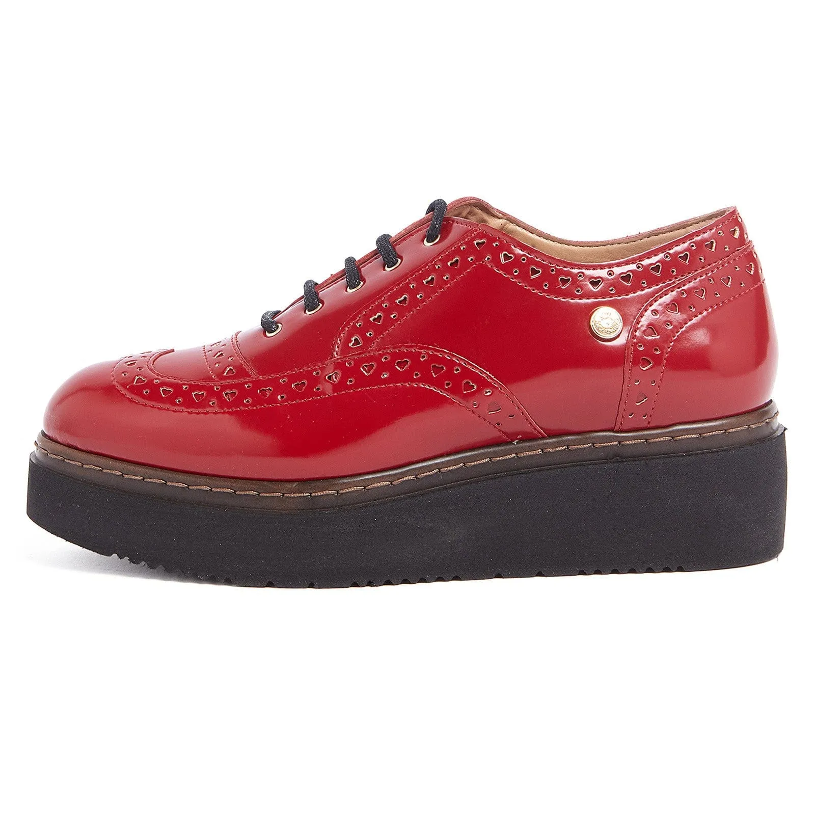 Love Moschino Red Lace up Platform Derby Shoes