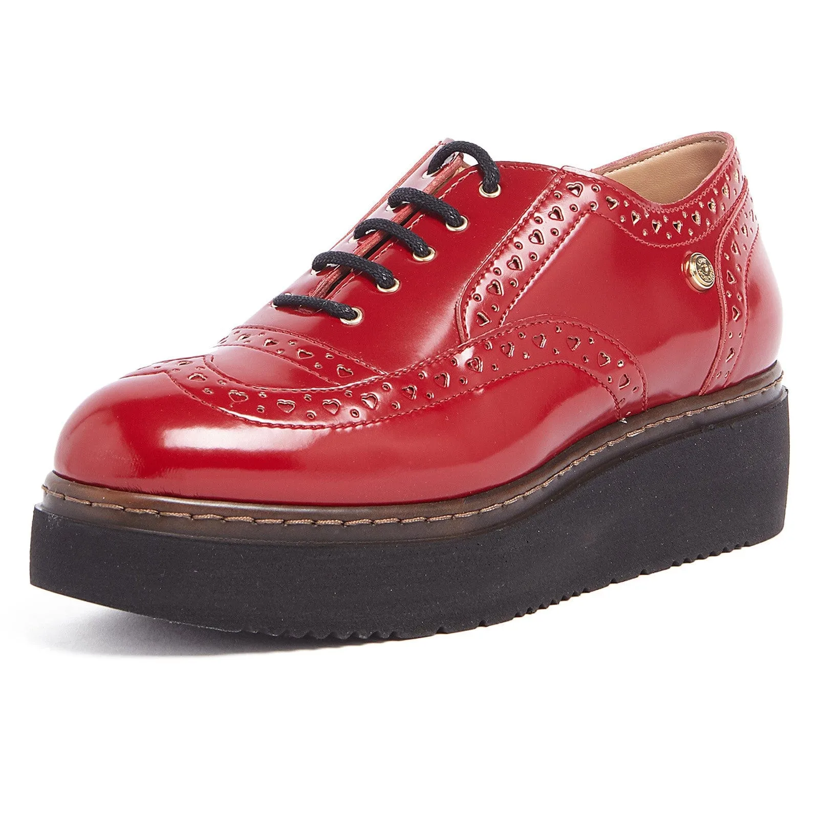 Love Moschino Red Lace up Platform Derby Shoes