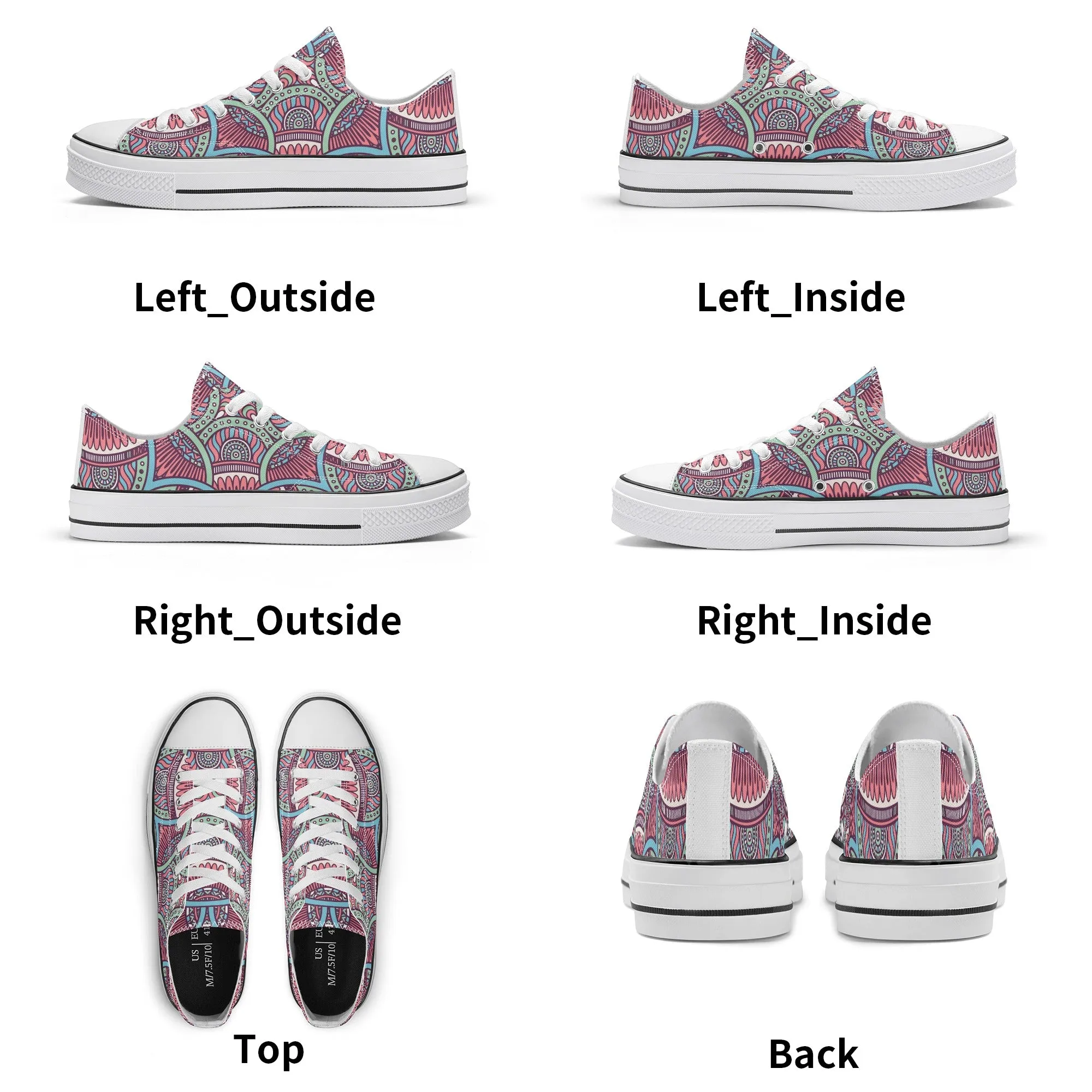 Mandala Pattern - Womens Classic Low Top Canvas Shoes for Footwear Lovers