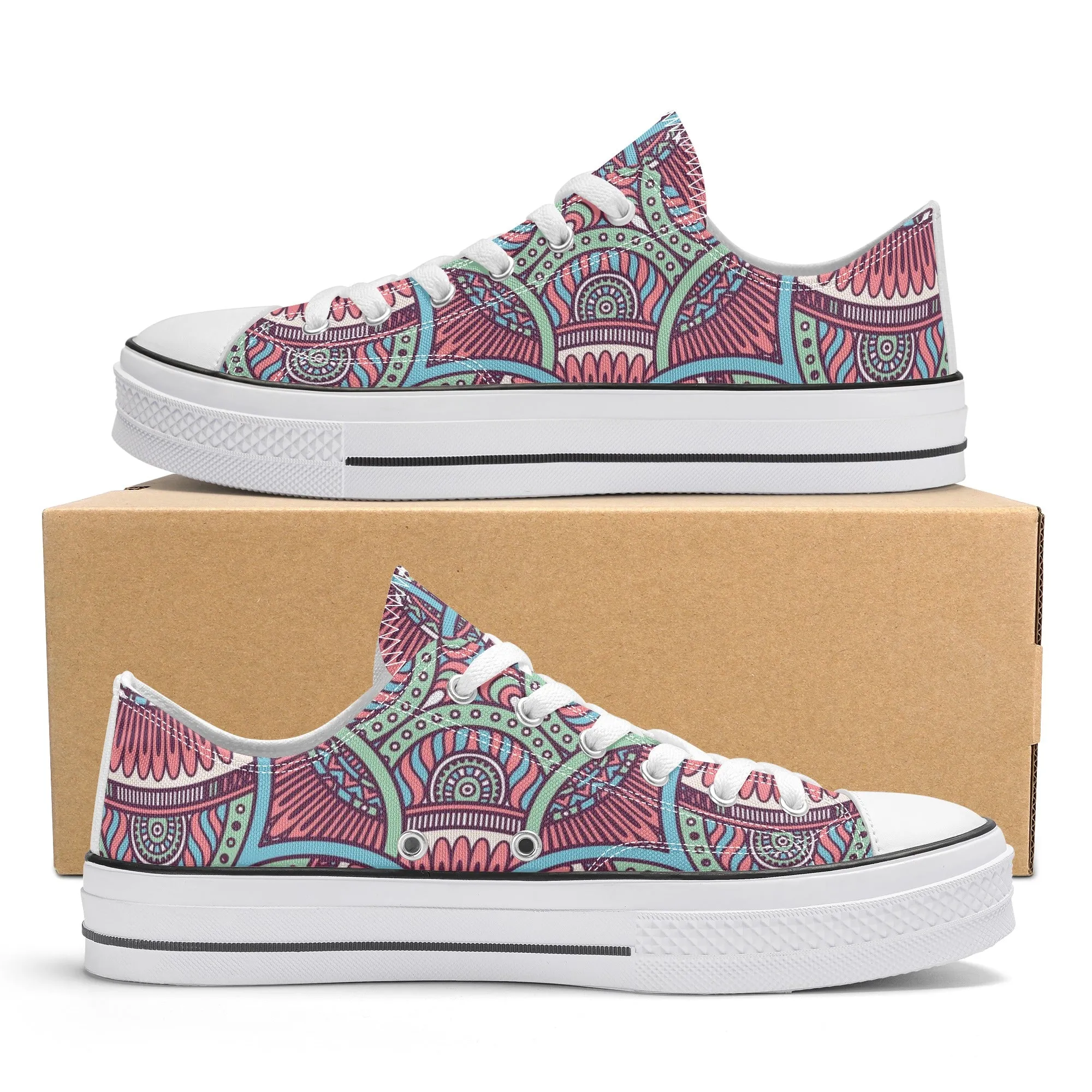 Mandala Pattern - Womens Classic Low Top Canvas Shoes for Footwear Lovers