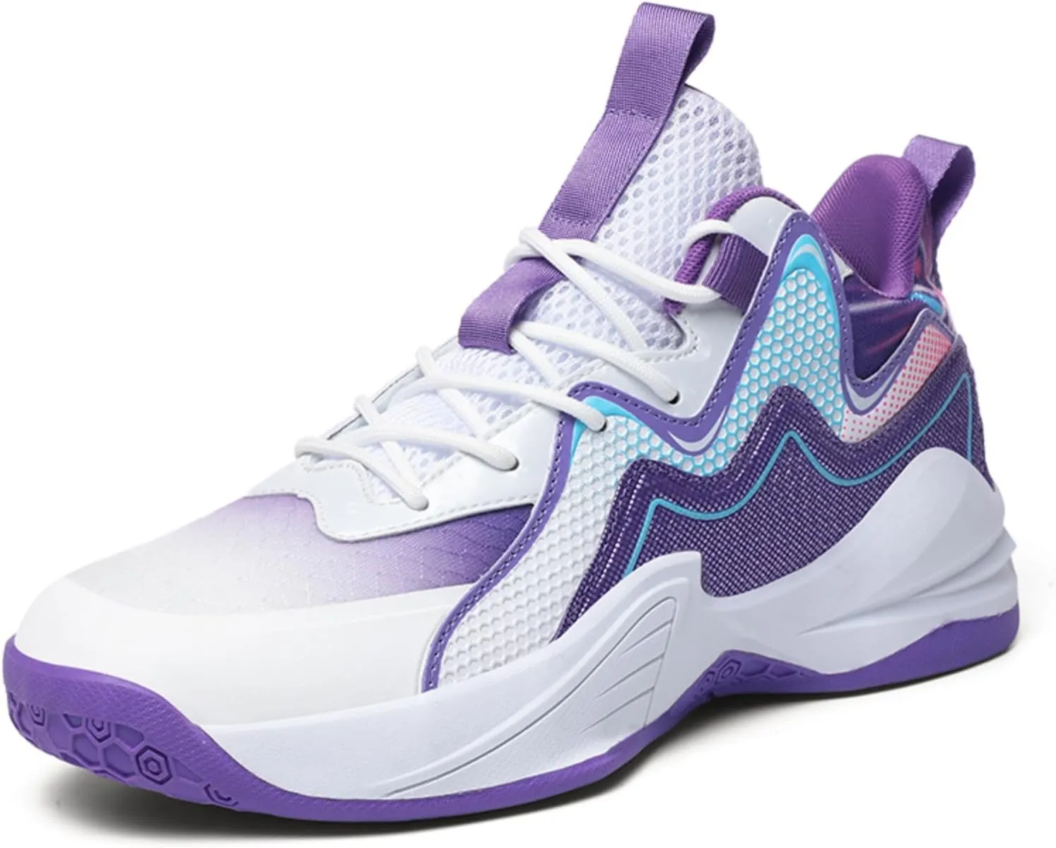 Men's Breathable Mesh Lace Up Basketball Shoes Fashion High-Top Non-Slip Sneakers Casual Gym Sports Tennis Jogging Shoes