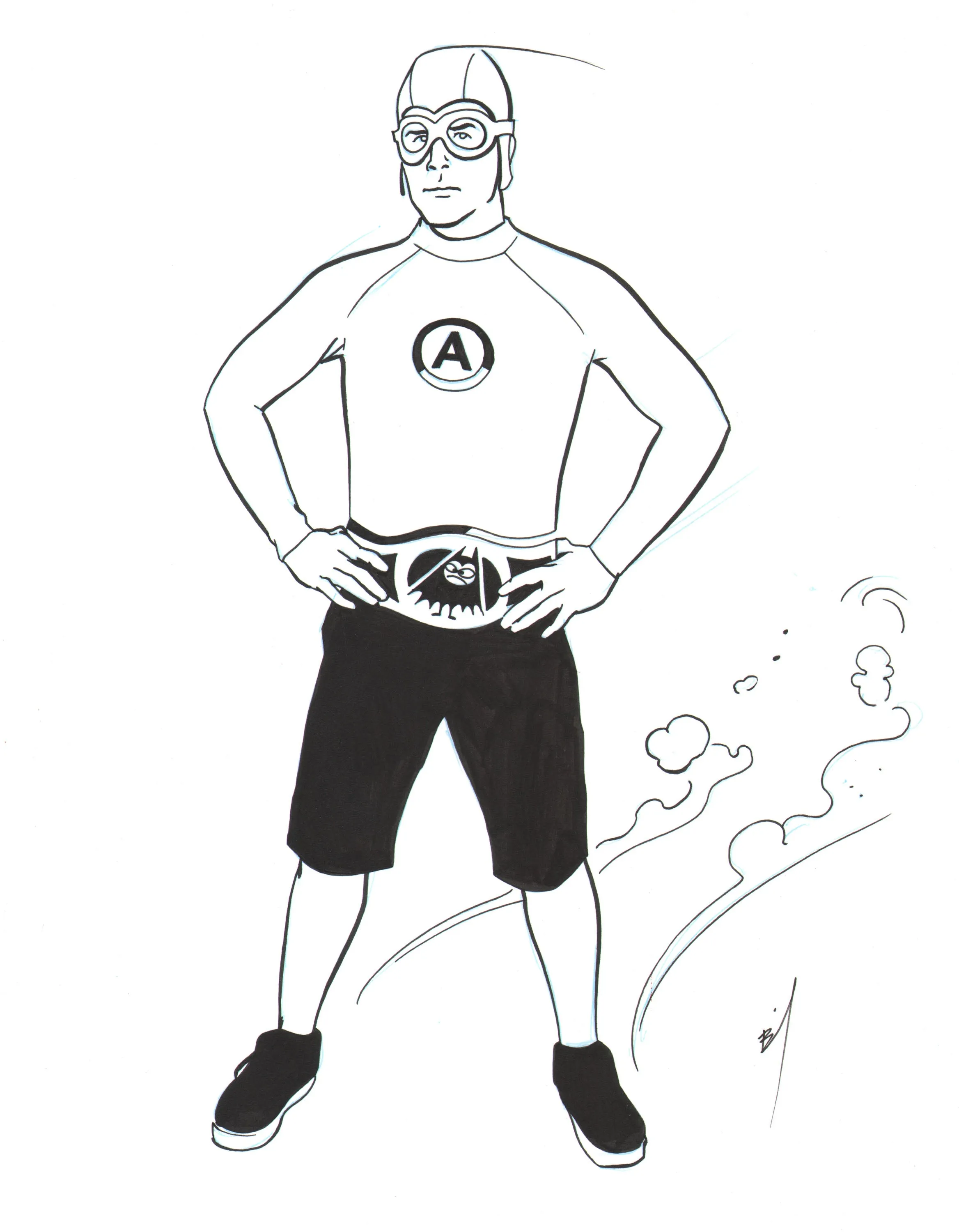 Ricky Fitness! ink drawing