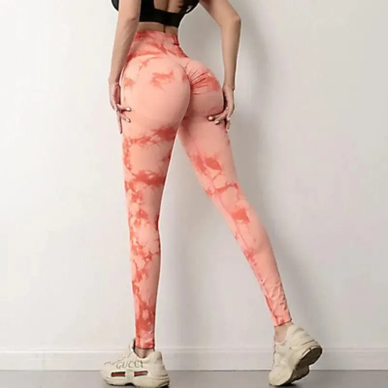 Tie Dye folding non slip butt lifting high waist workout pants women clothes seamless fitness sports yoga leggings