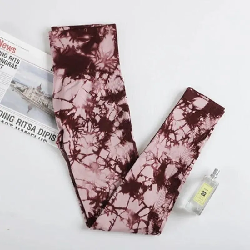 Tie Dye folding non slip butt lifting high waist workout pants women clothes seamless fitness sports yoga leggings