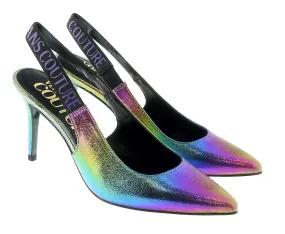 Versace Jeans Couture  Technicolor Print High Heel Slingbacks-