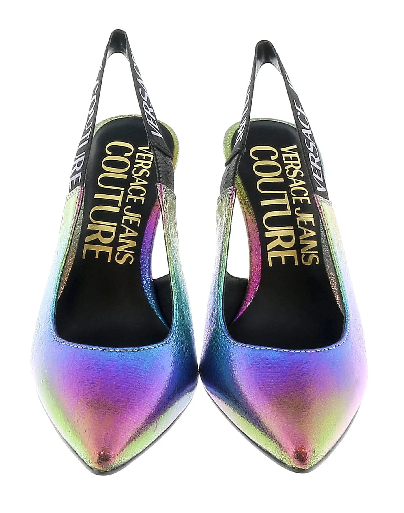 Versace Jeans Couture  Technicolor Print High Heel Slingbacks-