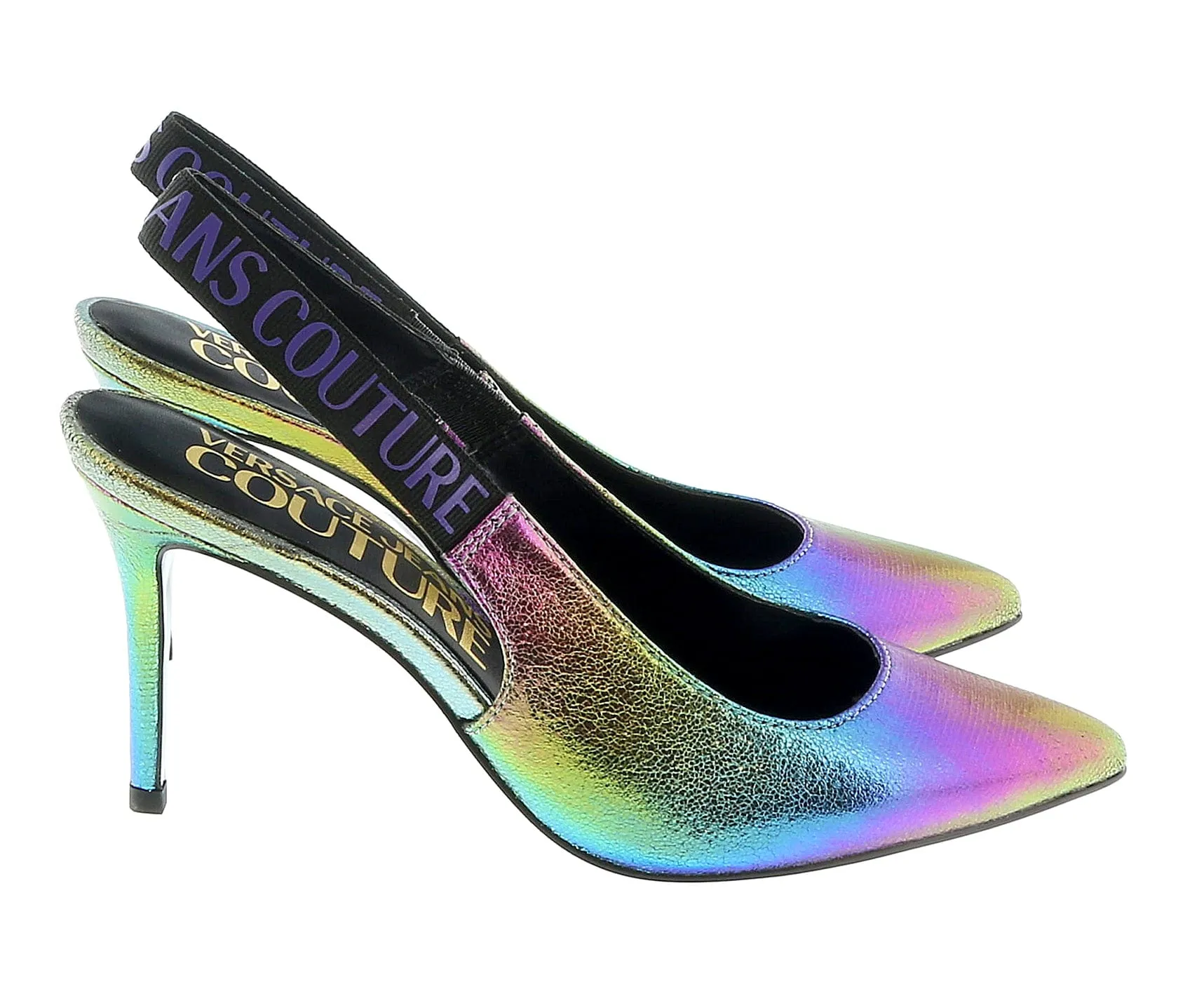Versace Jeans Couture  Technicolor Print High Heel Slingbacks-
