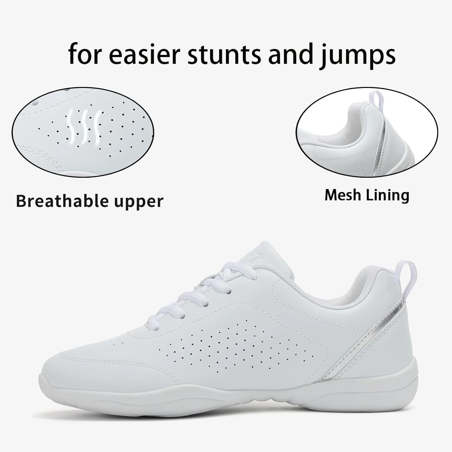 White Cheer Shoes Girls Tumbling Exercise Aerobic Training Dance Cheerleading Youth Comfortable Sneakers Women