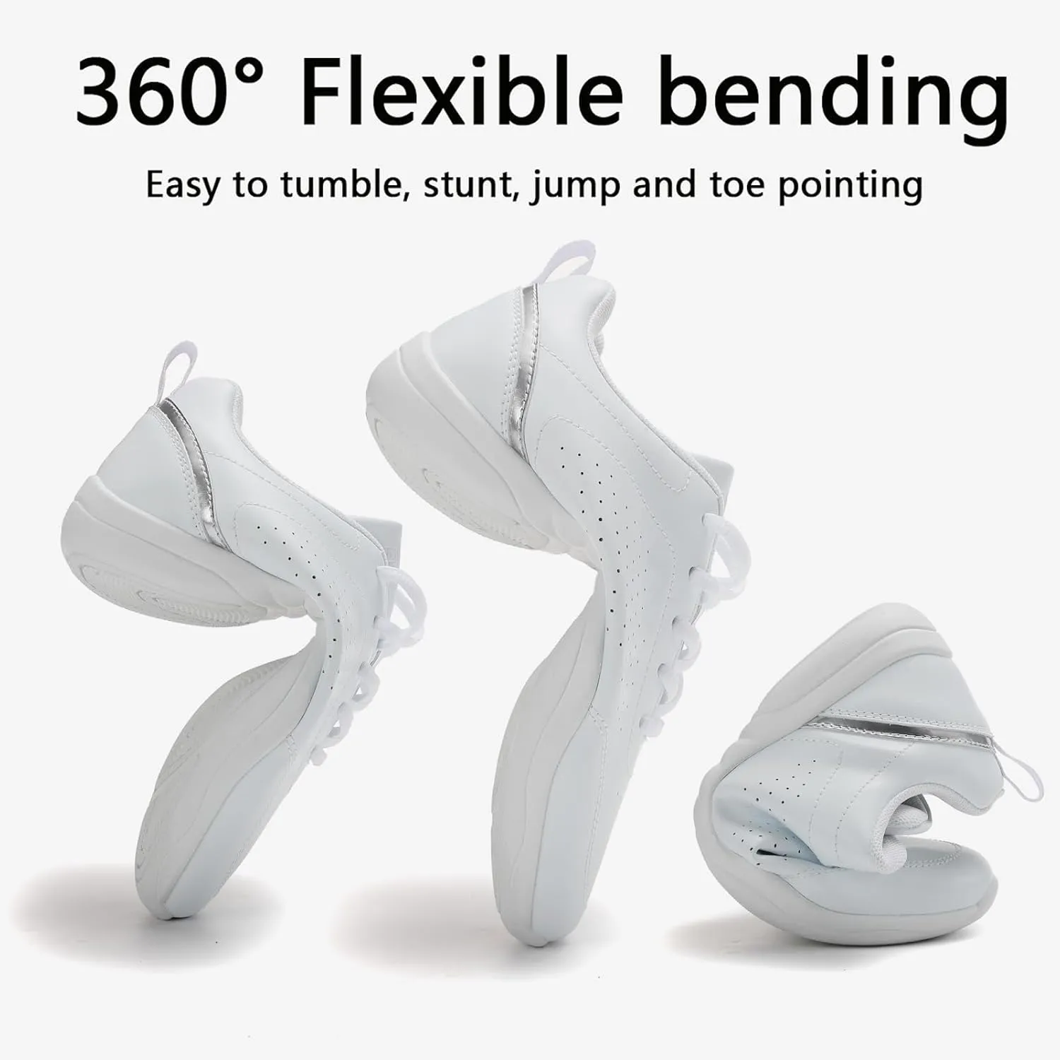 White Cheer Shoes Girls Tumbling Exercise Aerobic Training Dance Cheerleading Youth Comfortable Sneakers Women