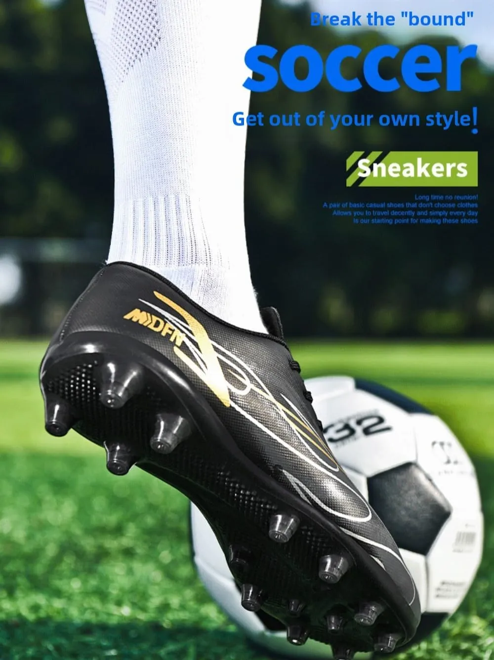 Women Outdoor AG/FG Cleats for Soccer Baseball Lacrosse Softball Rugby - Lightweight Breathable Athletic Training Men's Shoes