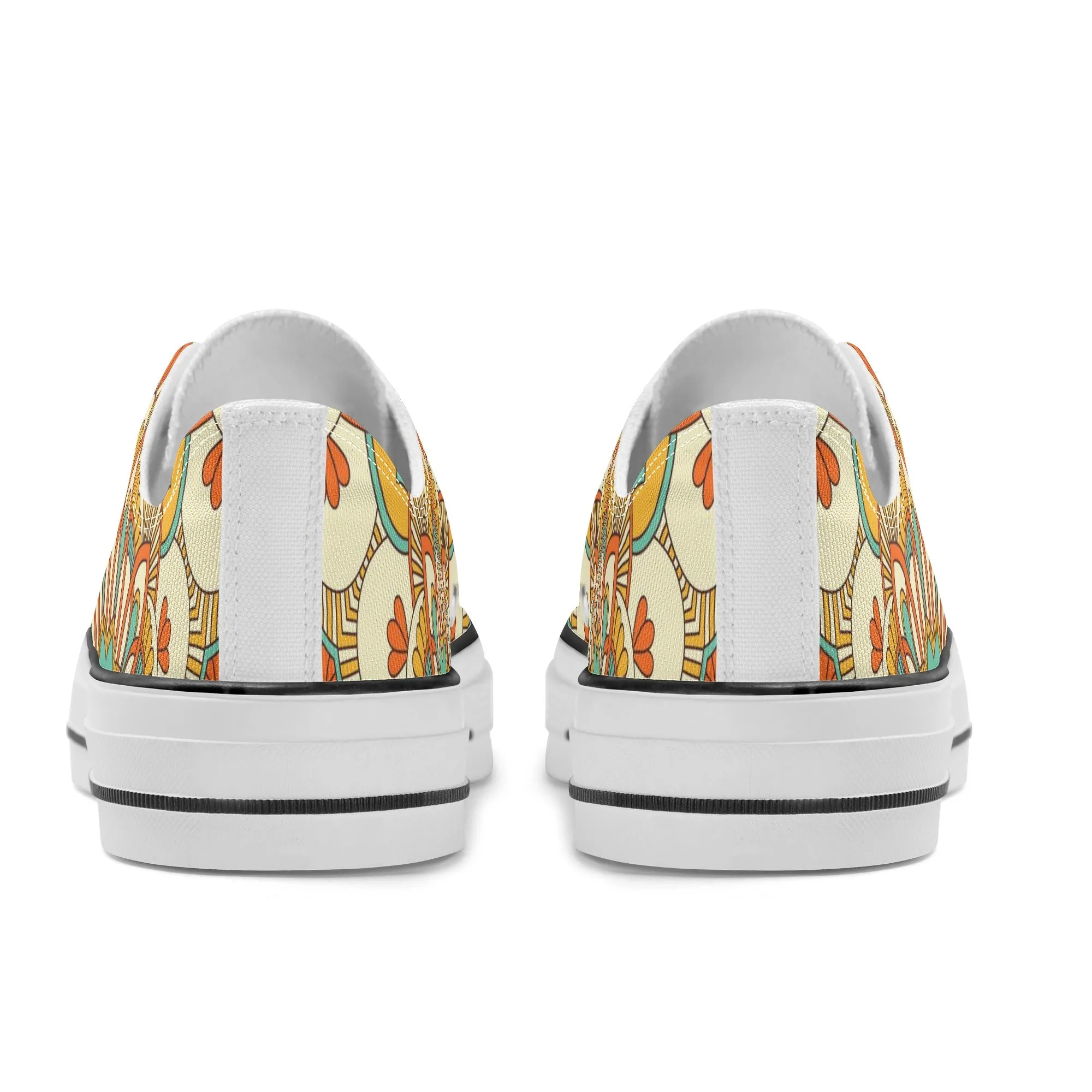 Yellow, Orange and Blue Mandala Pattern - Womens Classic Low Top Canvas Shoes for Footwear Lovers
