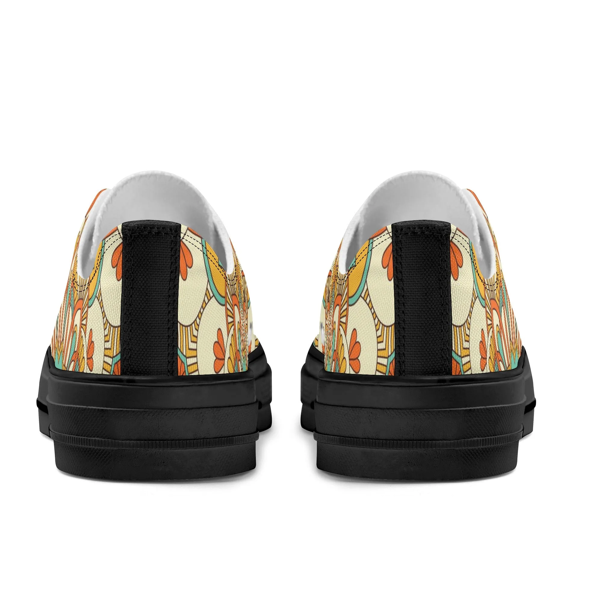 Yellow, Orange and Blue Mandala Pattern - Womens Classic Low Top Canvas Shoes for Footwear Lovers
